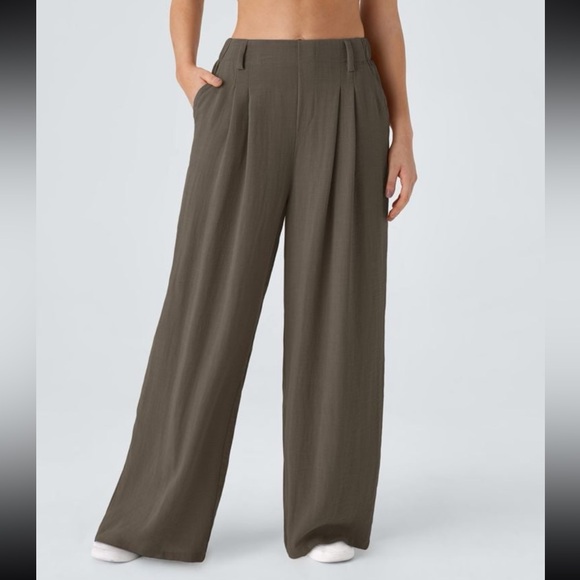 NWT Halara High Waisted Side Pocket Wide Leg Flowy Solid Palazzo Casual xs brown - Picture 1 of 3
